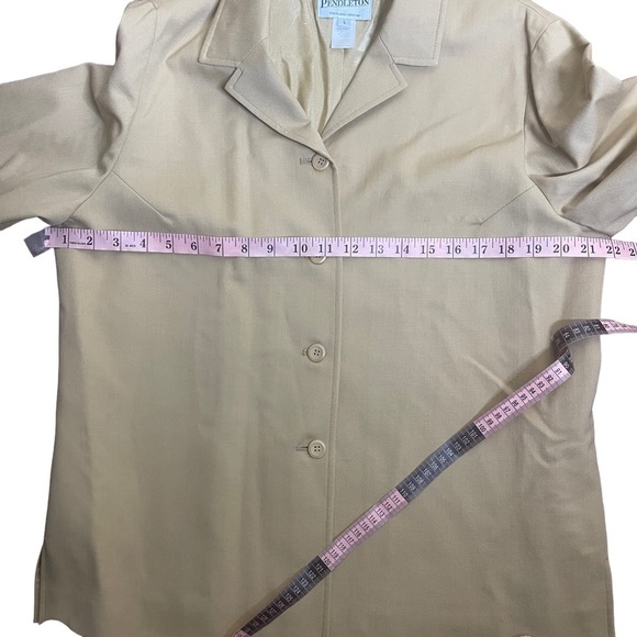 Pendleton Vintage Tan Button Down Wool Blend Blazer Jacket Women's Large - Picture 6 of 8